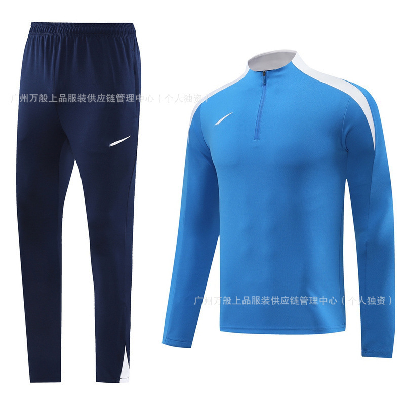 NB半拉链冬装长袖长裤套装训练俱乐部基础足球服球衣长拉logo外贸|undefined