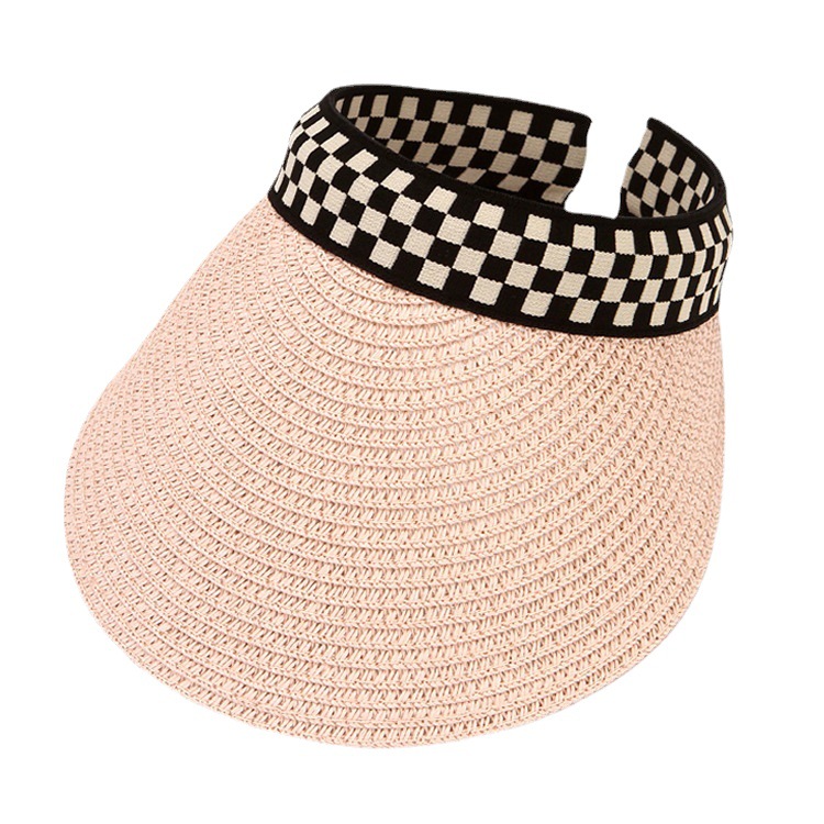 Modischer Damen-Sommerhut mit Schirm, Strohgewebe, Strandhut mit UV-Schutz und Gesichtsbedeckung_voghion.com