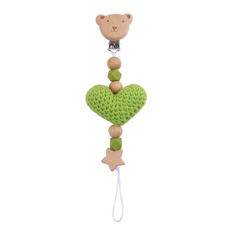 Nuevos bebés caricaturas Bees chupeta clips DIY lana amor de cordón de goma de madera cuentas chupeta cadena anti-caída cadena