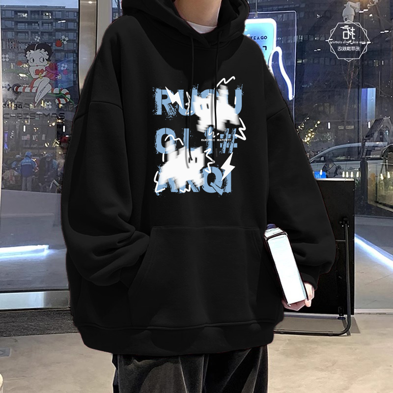 스웨트 셔츠 남성용 후드 봄, 가을 ins 홍콩 스타일 루즈 트렌디 브랜드 레터 프린트 다용도 재킷 2024 새로운 스타일