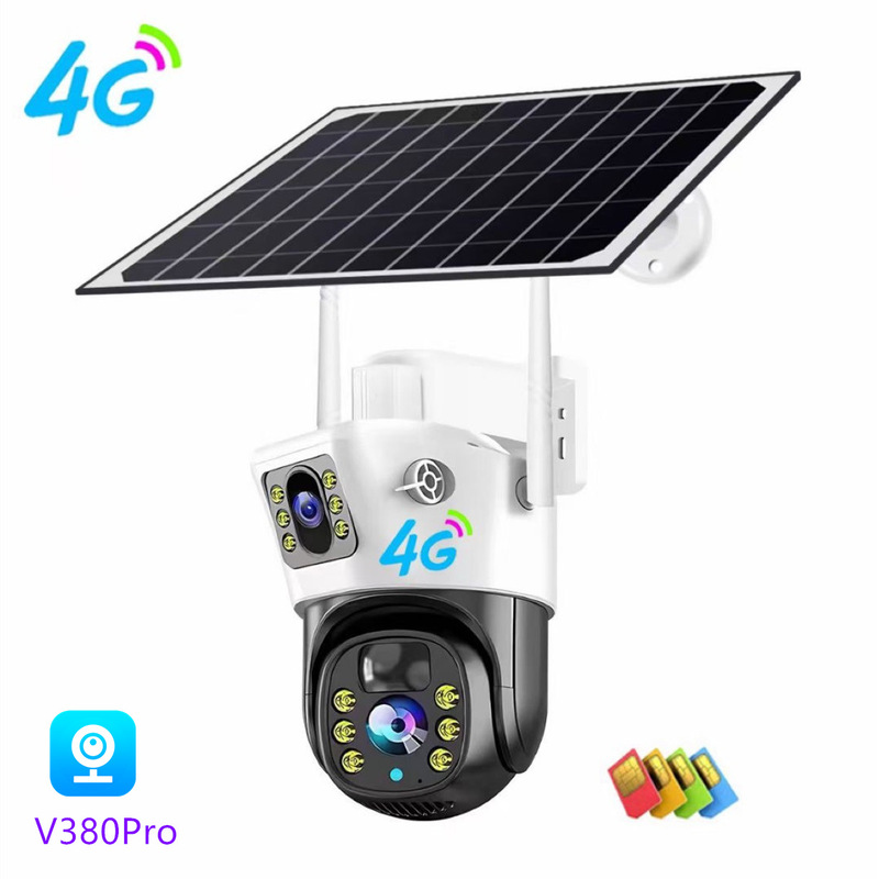 V380 solar power consumption 4G camera gun ball dual screen monitor HD WiFi remote camera V380 solar power consumption 4G camera gun ball dual screen monitor HD WiFi remote camera