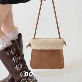 毛毛包女2024秋冬新款单肩斜挎包大容量时尚毛绒包包水桶包手机包