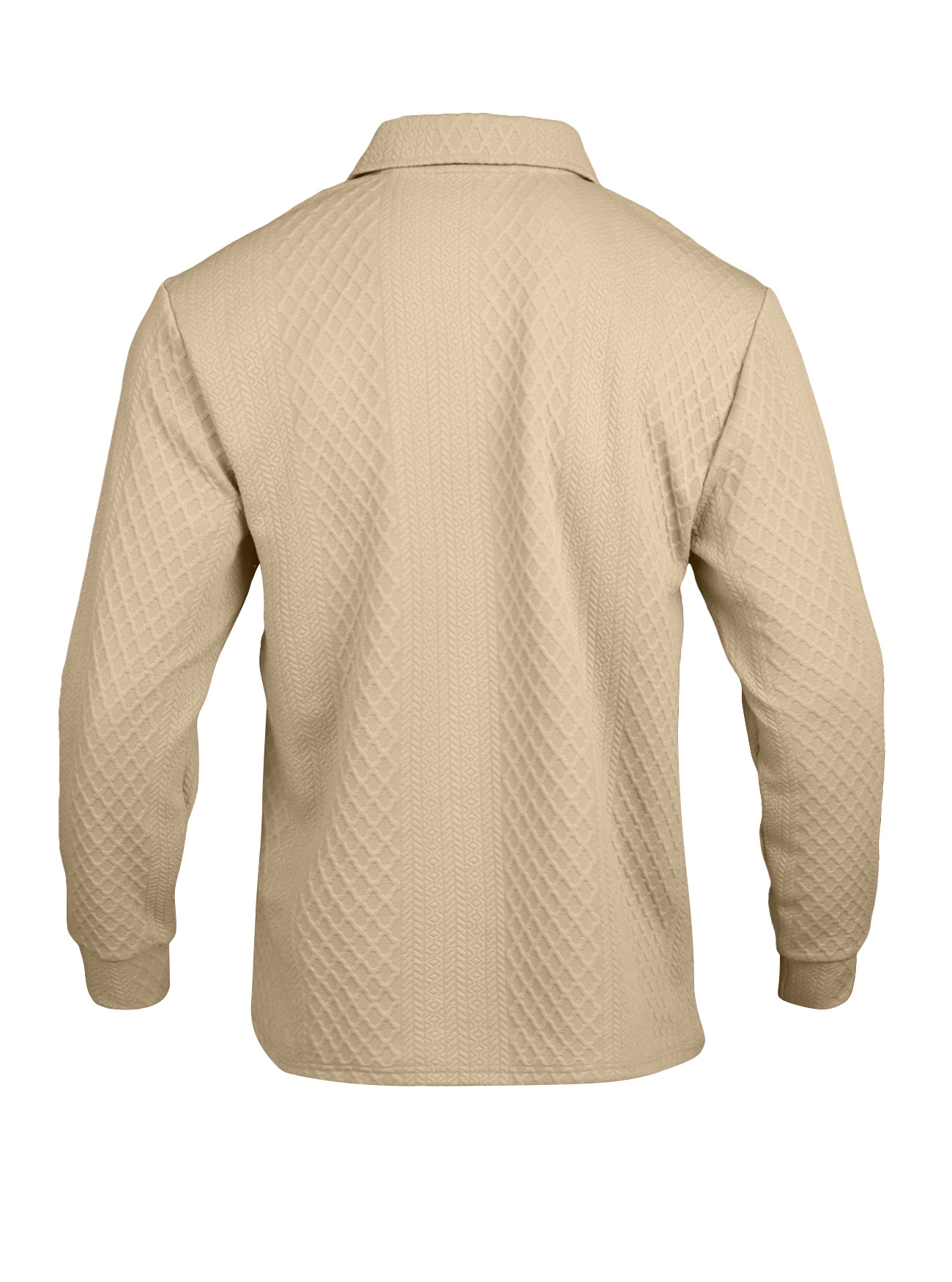 26 Cross-Border European And American Men's Textured Jacquard Solid Color Button New Polo Shirt Turn-Down Collar_voghion.com