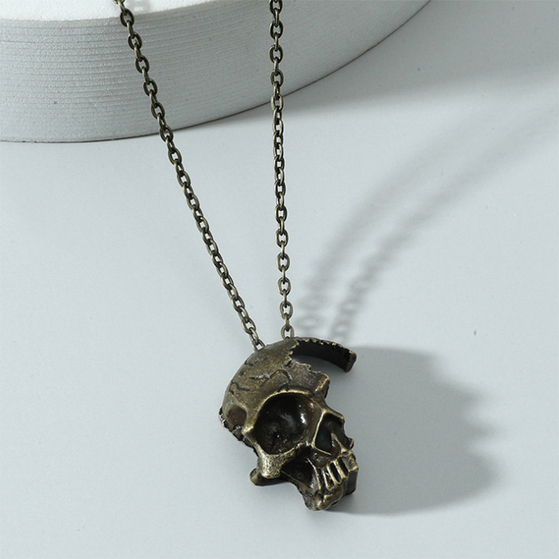 Collar de calavera para hombre, diseño avanzado, moda hip hop europea y americana