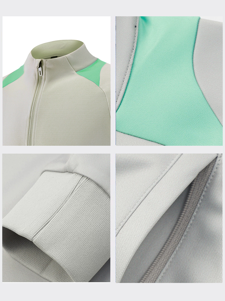 Cuello vertical empalme transfronterizo de dos piezas primavera y otoño grupo running trajes deportivos juveniles trajes deportivos personalizados para hombres