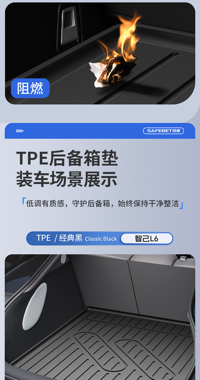 Suitable for the New Zhiji L6 Ls6 Ls8 Ls9, All-Weather Tpe Car Trunk Mat and Vehicle Accessories
