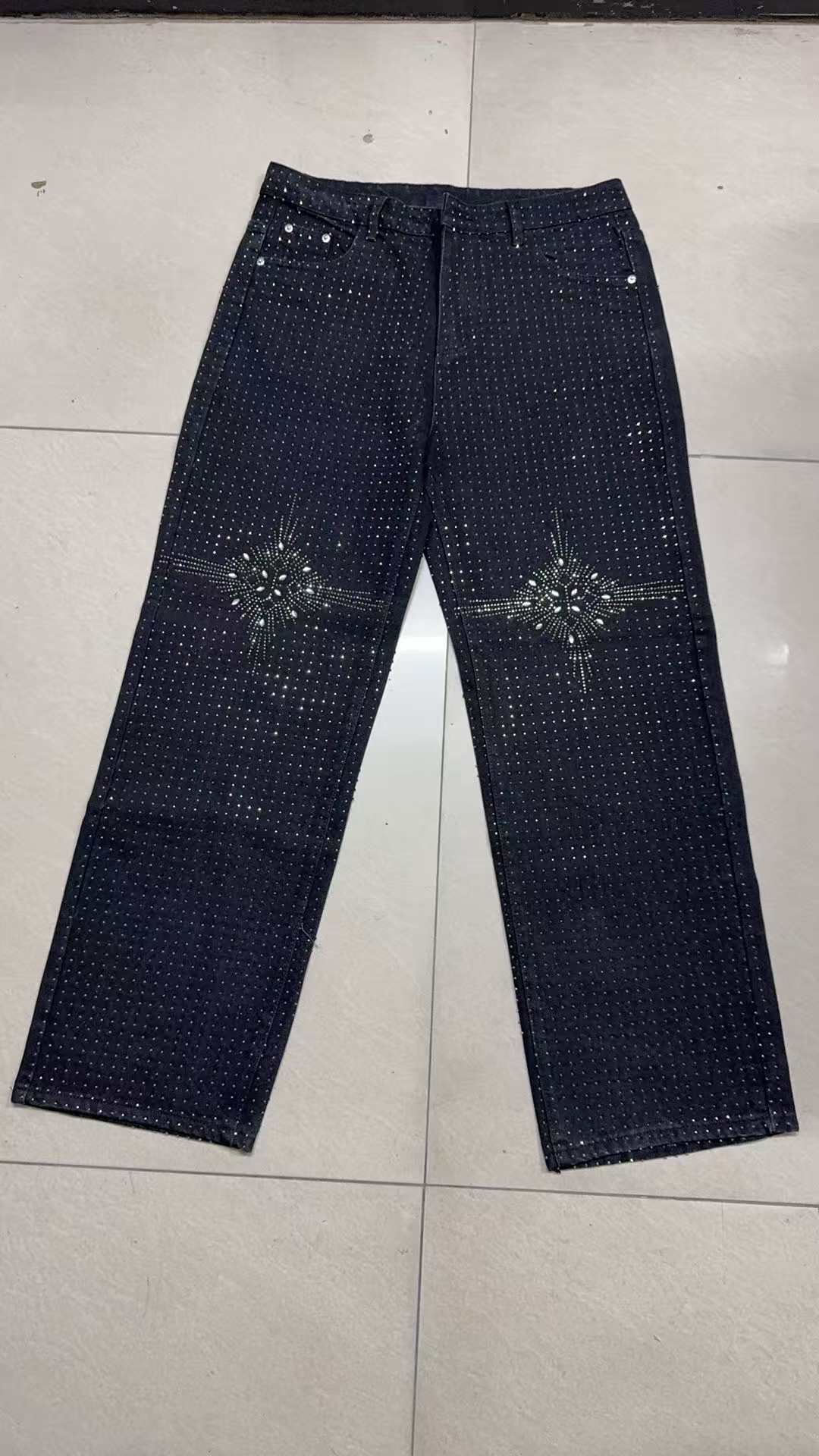 Men's Clothing Men's Jeans New Style American Diamond Embellished Denim_viptrois.com