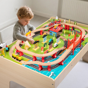 Cross-Border Electric Train Forest Logging Track Children's Educational Assembly Circular Viaduct Track Car Boy Toy