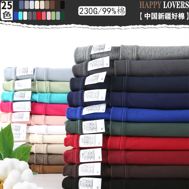 Large version | 230g Xinjiang pure cotton T-shirt heavy-duty combed crew neck short sleeve loose drop shoulder half sleeve T cultural shirt live streaming