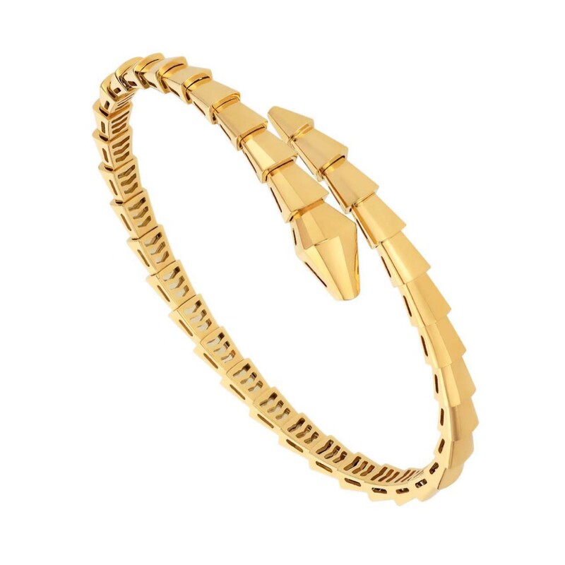 Baojia 925 Silver High Version Full Diamond Three-Ring Snake Bone Bracelet Open Elastic Single Ring Without Drill Bit Tail Diamond Snake Bracelet