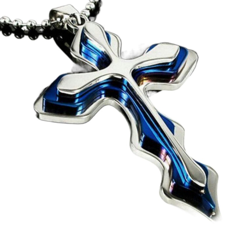 Hip hop transfronterizo e-commerce AliExpress Venta caliente colgante dividida multi-capa Cruz collar joyería dominante colgante