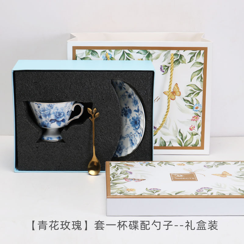 Taza de café de porcelana china de estilo europeo Taza y platillo Juego de té de la tarde británico Taza de té negro de cerámica exquisita de alta gama Hogar