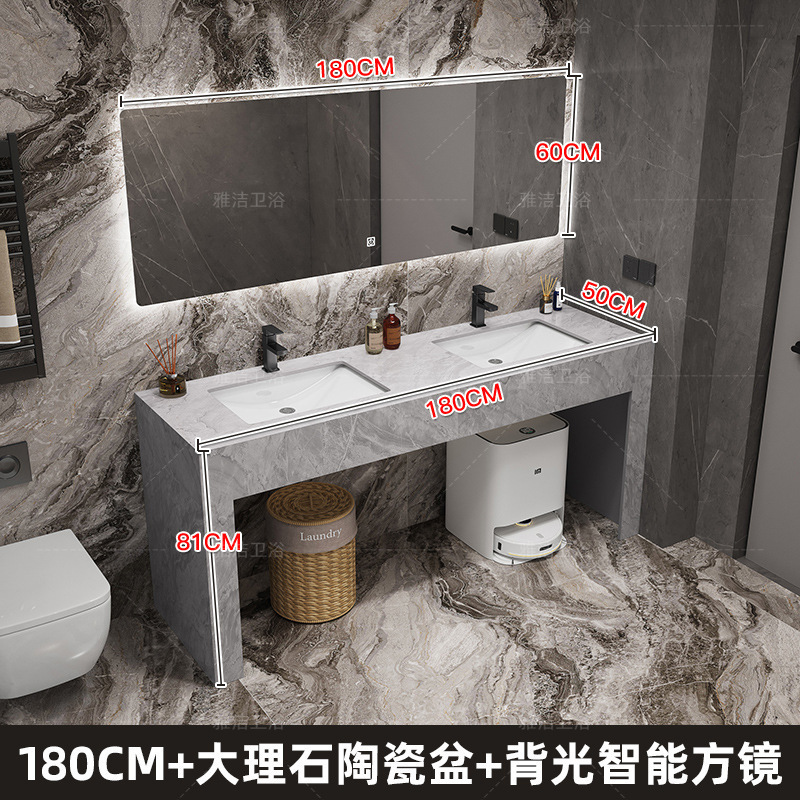 モダンでシンプルな大理石のダブル洗面台公共トイレ洗面台床置き洗面台キャビネットの組み合わせ|undefined
