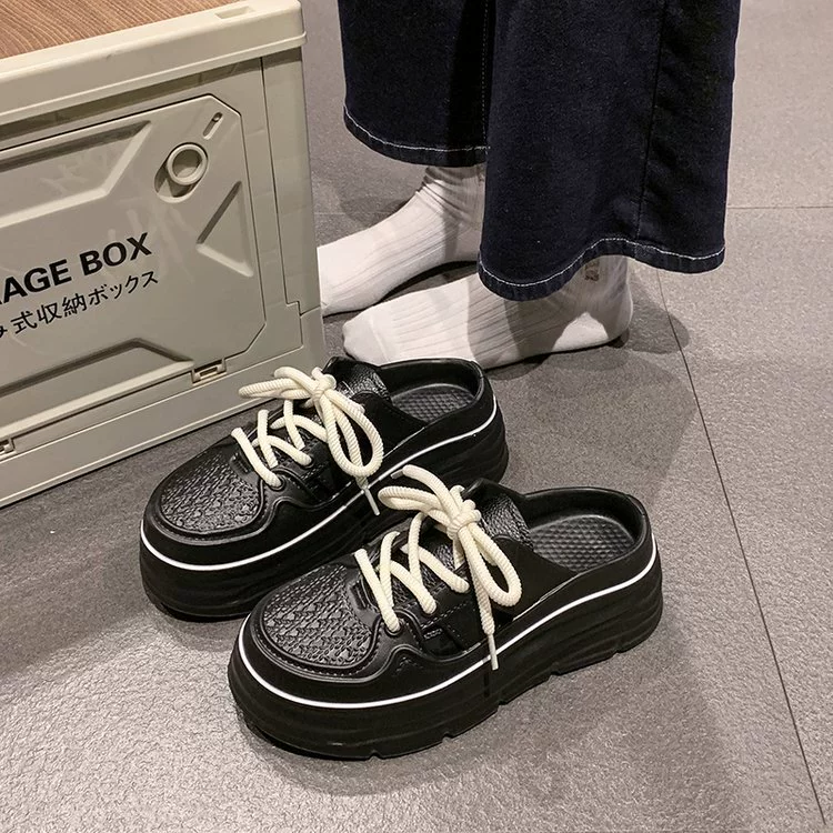 2025 весна и лето новый рост внешней торговли Баотоу тапочки женские кексы с толстой подошной половиной тапочек приграничная торговля маленькая белая обувь