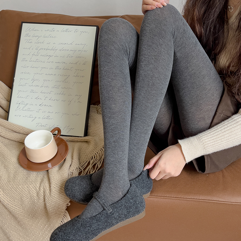 Miu Cotton Slim Look Leggings for Autumn and Winter Grey Basic Slim-Fit Slim Look Slim Don't Lose Crotch Show Pantyhose