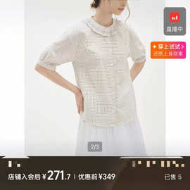 EL..复古格纹 衬衫  休闲学院衬衣-6583