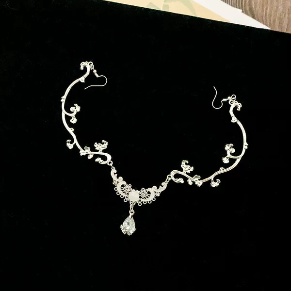 Ancient Style Ethnic Forehead Chain Headpiece, Hanfu Traditional Costume, Qipao Matching Makeup Accessories, Tassel Retro Chain Brow Pendant