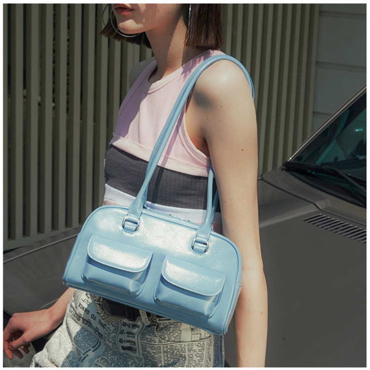 Bowling in cera d'olio dal design di nicchia coreano con tasche multiple, borsa sotto le ascelle casual, borsa a tracolla portatile per pendolarismo_voghion.com