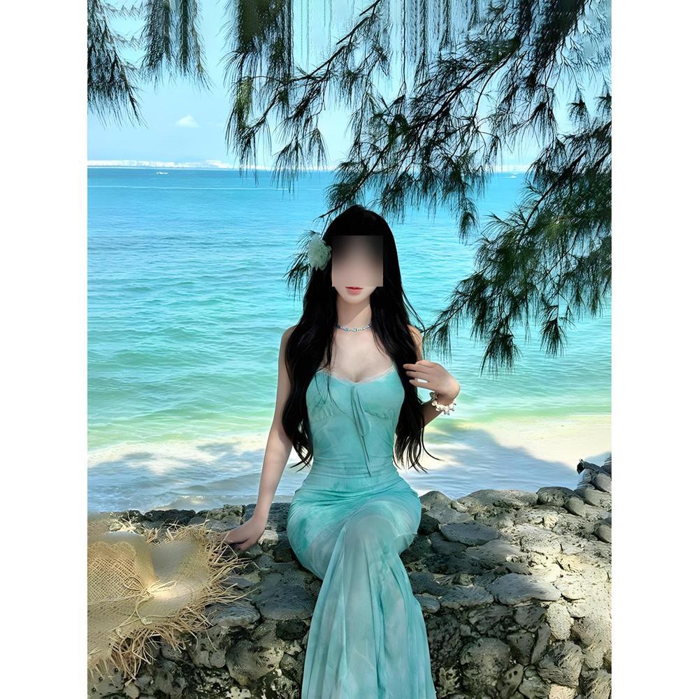 Unique and Beautiful Waist-Cinching Fishtail Skirt, Seaside Resort Style Suspender Dress, Versatile Women's New Summer Style