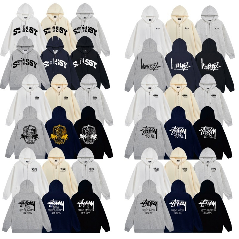 Cross-border Stussy zip-up hoodie, hooded zip-up long-sleeve casual printed classic jacket in stock Cross-border Stussy zip-up hoodie, hooded zip-up long-sleeve casual printed classic jacket in stock