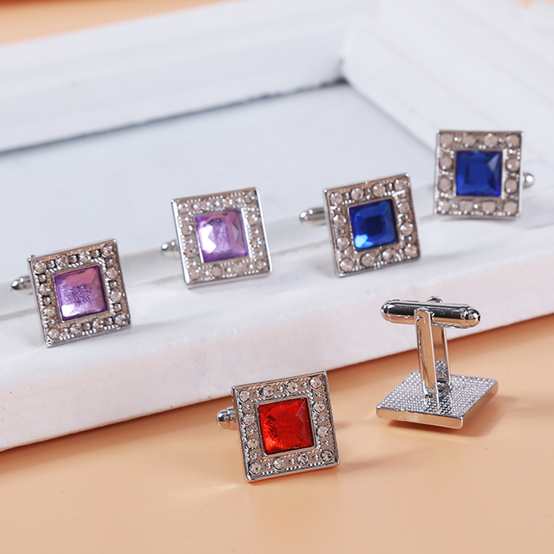 Diamond Square Shirt Cufflinks For Men's Suits And Formal Wear_voghion.com
