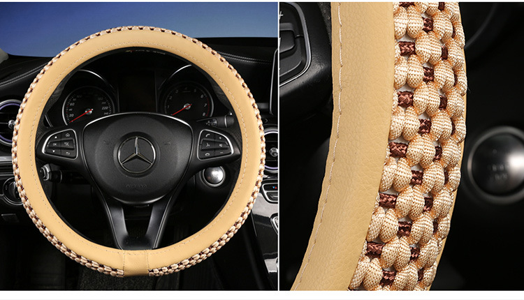 Factory Direct Sales Ice Silk Breathable Anti-Slip Steering Wheel Cover Four-Season Universal Car Handlebar Cover Cross-Border E-Commerce Amazon