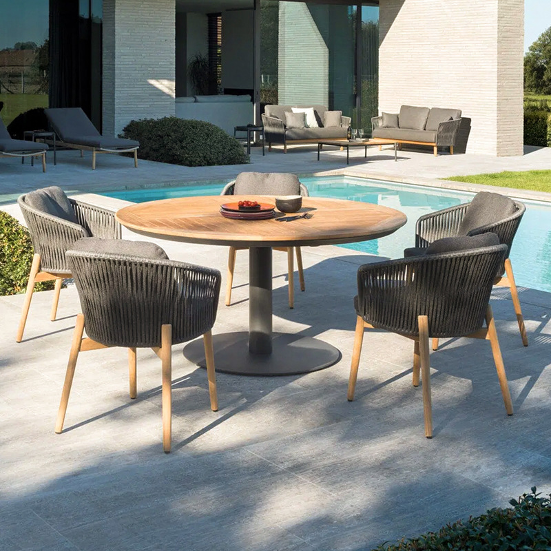 Mesa y silla de teca al aire libre Jardín al aire libre Balcón impermeable y protector solar Muebles de ocio al aire libre Mesa y silla de madera maciza image 2