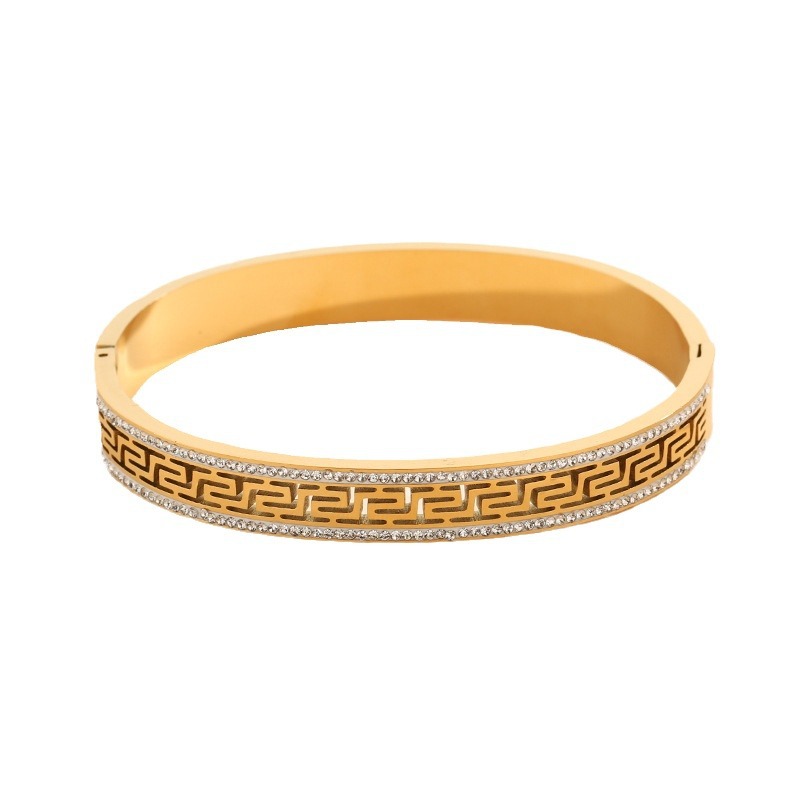 Brazalete de acero de titanio de la Gran Muralla de la Mujer Retro corte vientos de nicho diseño ligero de lujo de diseño de alto nivel sensación de joyería de nuevo estilo
