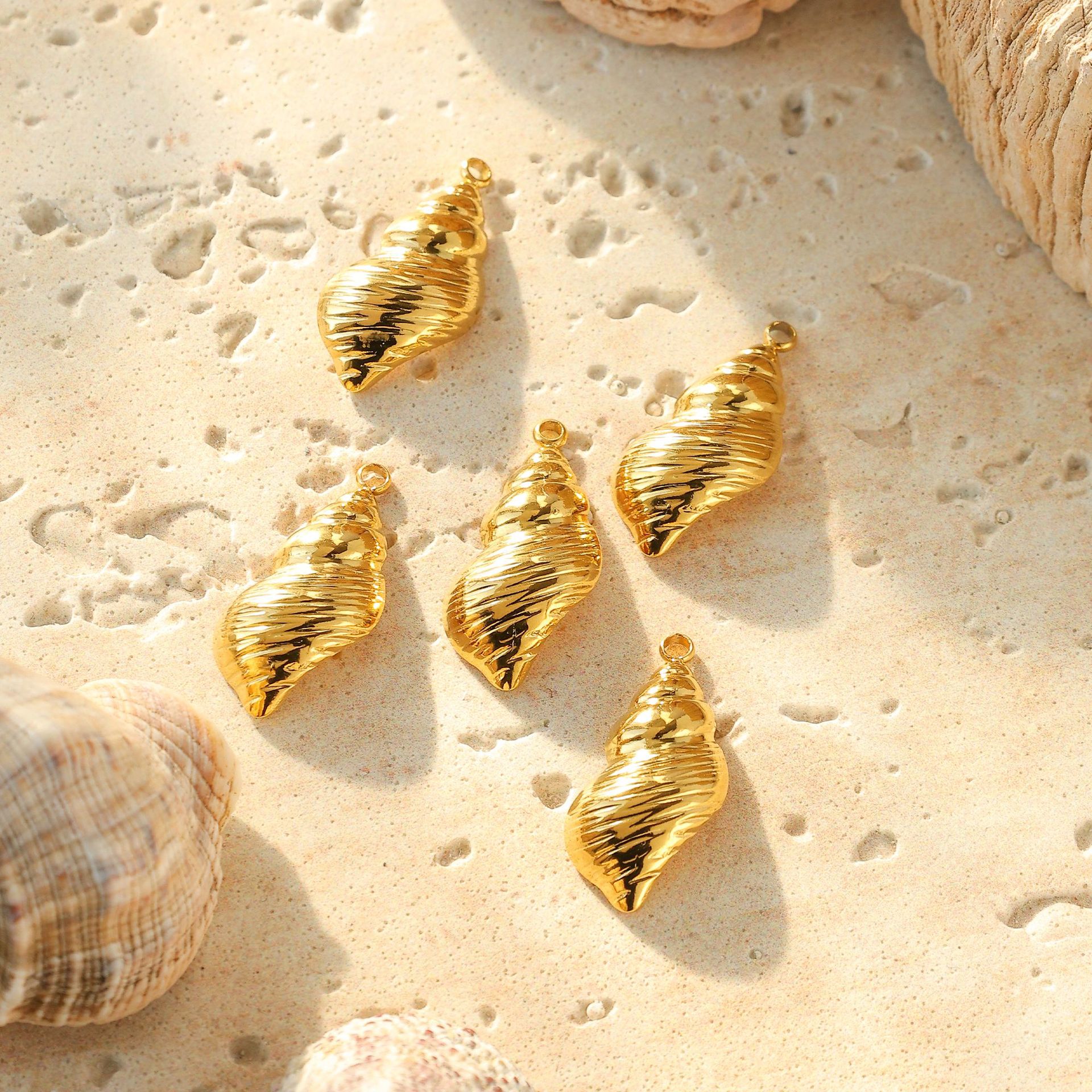 304 Stainless Steel Material 5 PCS/Package 12 * 25mm 304 Stainless Steel Conch Pendant