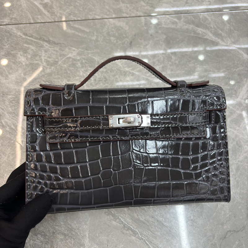 Crocodile Pattern Kelly Bag Fashion New Genuine Leather Women's Shoulder Crossbody Bag Large Capacity Versatile Small Handbag Trendy