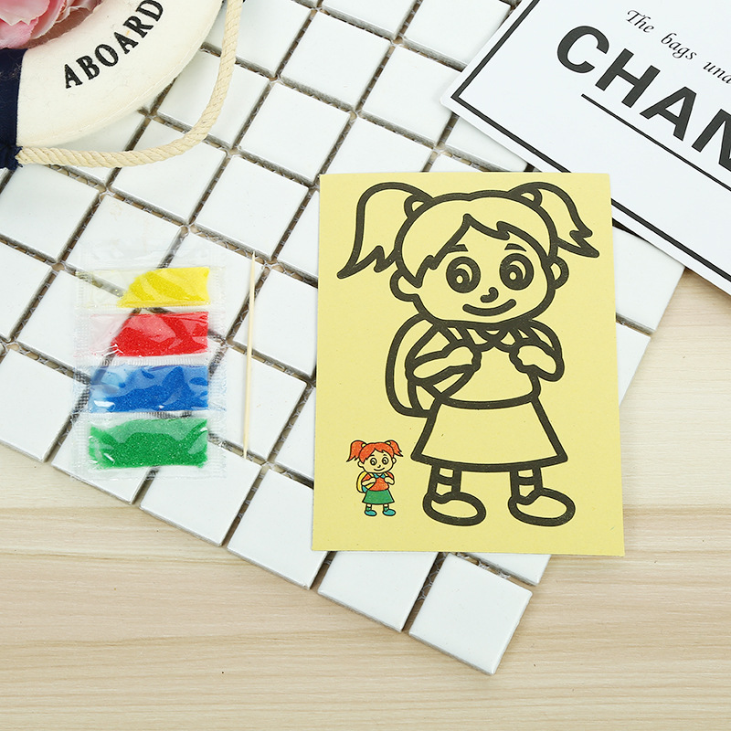 DIY手工沙画儿童彩沙画套装彩色绘画地摊玩具批发六一儿童节礼物