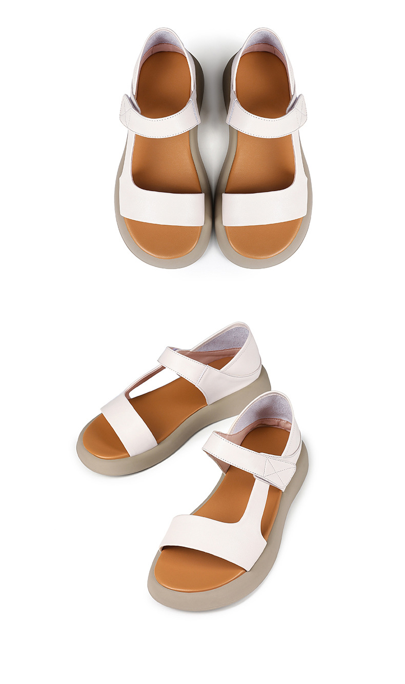 Sandal nữ đế bệt da thật mềm quai chữ V đi biển hằng ngày — Màu đen chi tiết 26