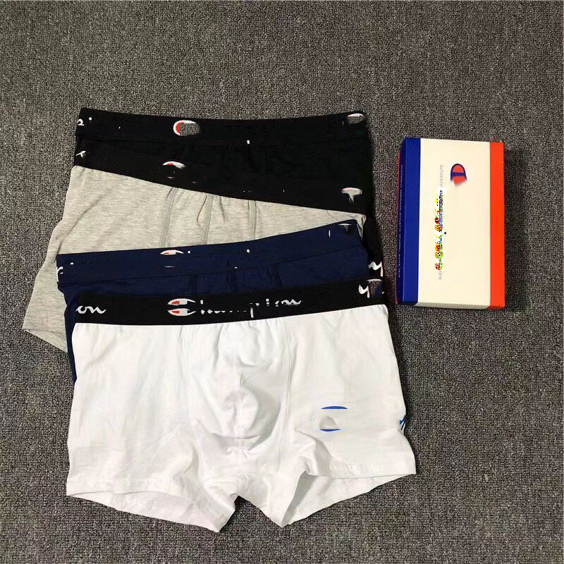 3-Pack Japanese-Style Trendy Champion Boxer Briefs Pure Cotton Comfortable Embroidered Men's Sports Breathable Underpants