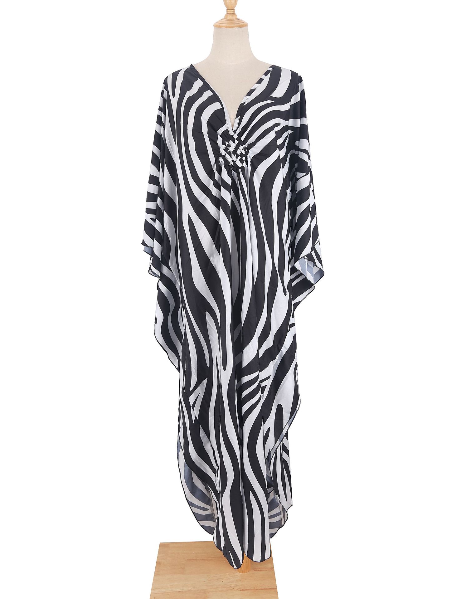 300g Weight Blue Color Fashion Zebra Print Robe Seaside Vacation Sunscreen Bikini Blouse 4