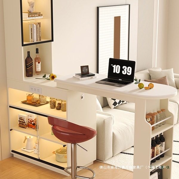 Bar Table Home Balcony Leisure Small Bar Retractable Living Room Entrance Partition Cabinet Light Luxury High-End Slate Bar Table