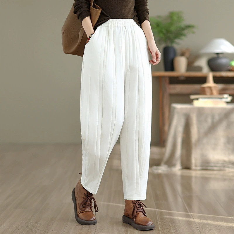 Quilted flashlight, winter keep warm trousers, loose fit, increased thickness