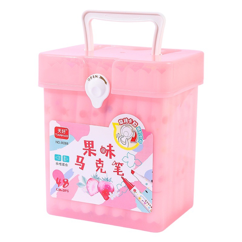 Color pluma barril fruta sabor marcador traje 24 colores 48 colores estudiante graffiti pintura lavable doble cabeza marcador