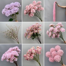 婚庆粉色系仿真花材单只玫瑰牡丹假花结婚现场婚礼舞台布置装饰花