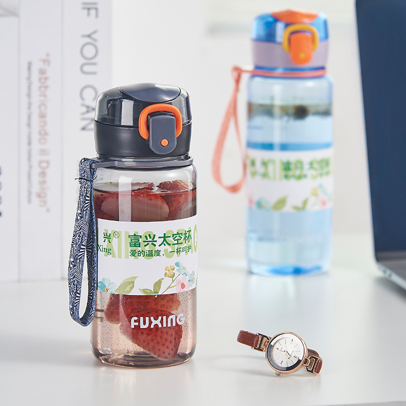 Student Cup Large Capacity Plastic Cup New Model On-the-go Cup Portable Anti-fall Student Cup Children's Water Bottle