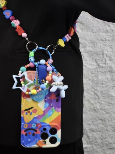 Graffiti Rainbow Flower Adecuado para iPhone 16PROMAX Funda para teléfono móvil 14 Apple 15 Colgante de pato amarillo 13 Mujer 16