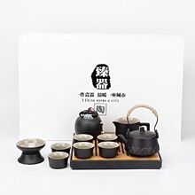 黑陶提梁壶配茶盘侧把壶茶具套装企业房地产楼盘开业赠送礼品茶具