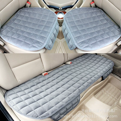 Factory Direct Car Cushion Cross-border Four Seasons Universal Seat Cushion Winter Plush Car Interior Single-piece Seat Three-piece Set (Seat cushion, seat cover) - gray-three-piece-set