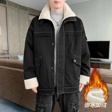 爆款潮牌加厚棉衣男外套男立领加厚羊羔绒棉服男女同款加绒厚款