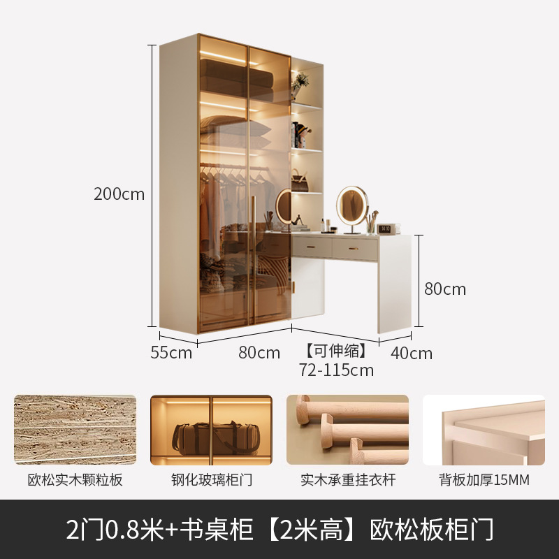 2 doors 0.8 meters + desk cabinet 2 meters high