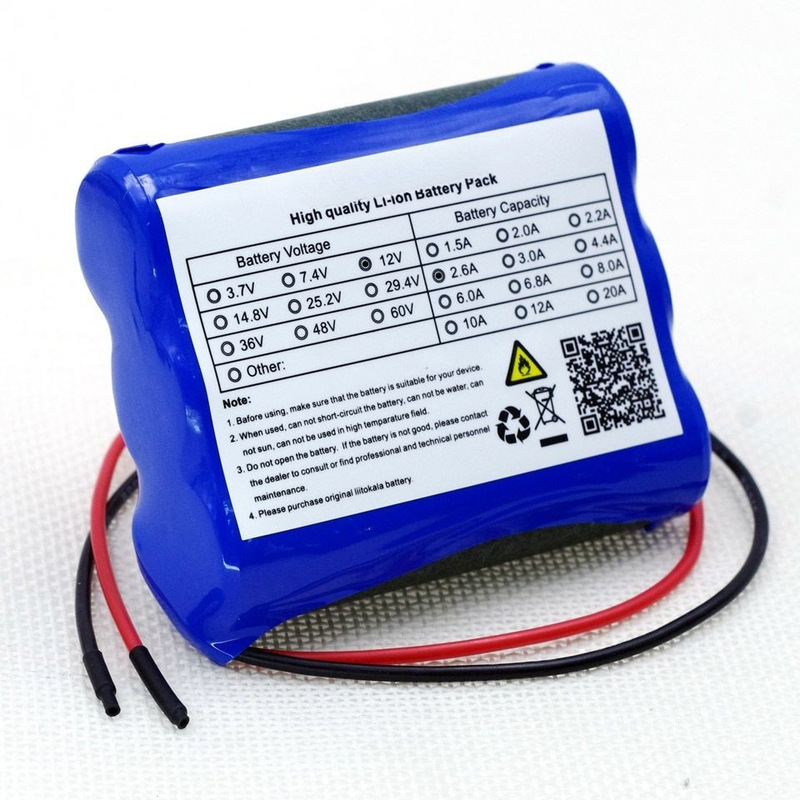 12V 2600Mah 3S1P 18650 Lithium Ion Rechargeable Battery, Used for Cctv Cameras and Other Devices
