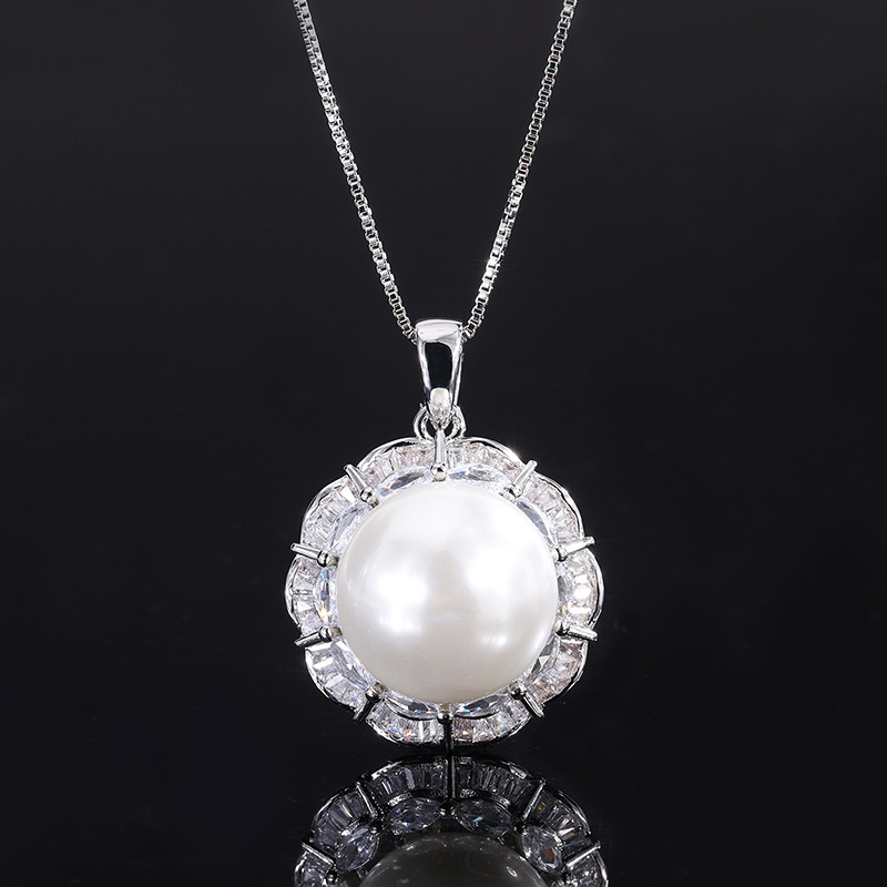 Zhuang Sheng joyería con incrustaciones blanco rebordear estilo coreano hecho a mano anillo de diamante pendientes traje 16 mm12mm