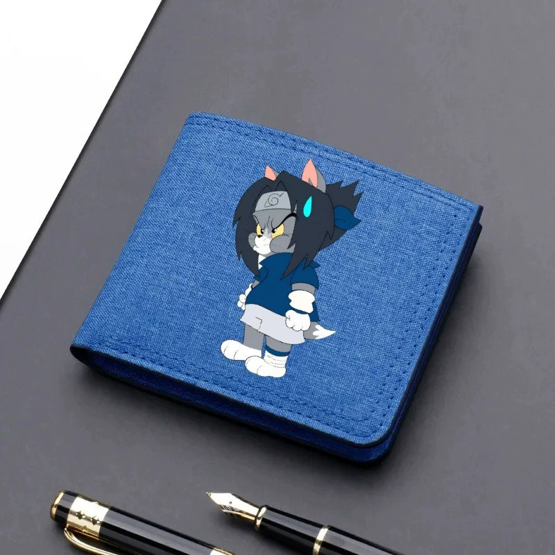 Короткое denim кошелек с молнией в виде мультфильма