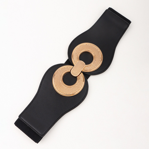New style belt for women cross-border European and American elastic buckle waistband personalized retro pattern buckle black decorative dress