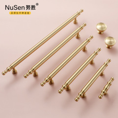 法式輕奢金色純銅拉手歐美式櫥櫃酒櫃抽屜單孔黃銅衣櫃門把手全銅