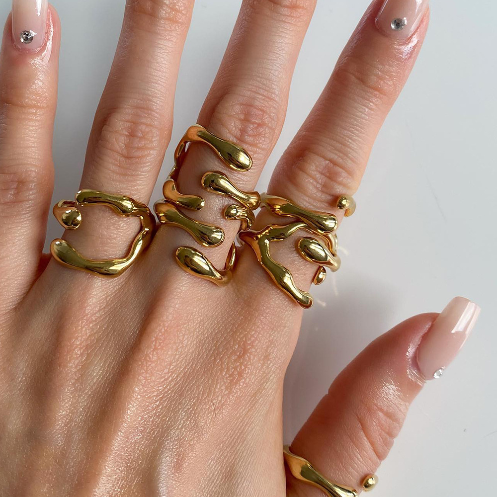 Fashion Geometric Stainless Steel Plating Open Ring 1 Piece